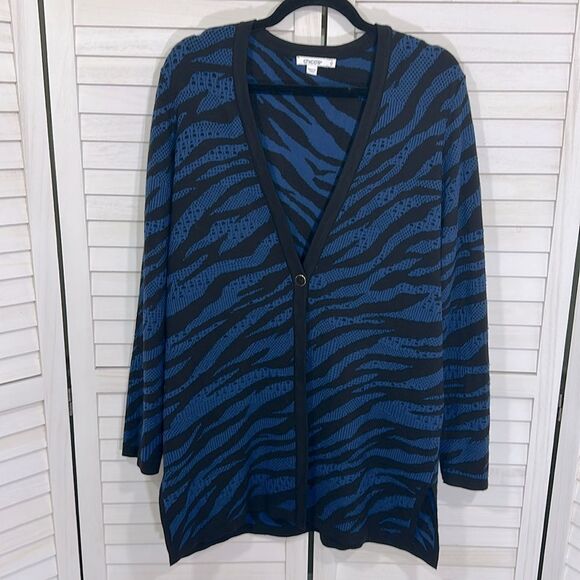 Chico's Cardigan Size 1 (8) Double Knit Zebra Print - Picture 4 of 15